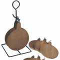 Onderzetters van naturel hout op metalen standaard