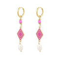 Hangende oorbellen Colorful Miracle, roze en goud, rvs