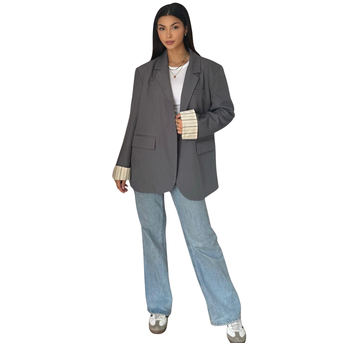 Oversized blazer, grijs