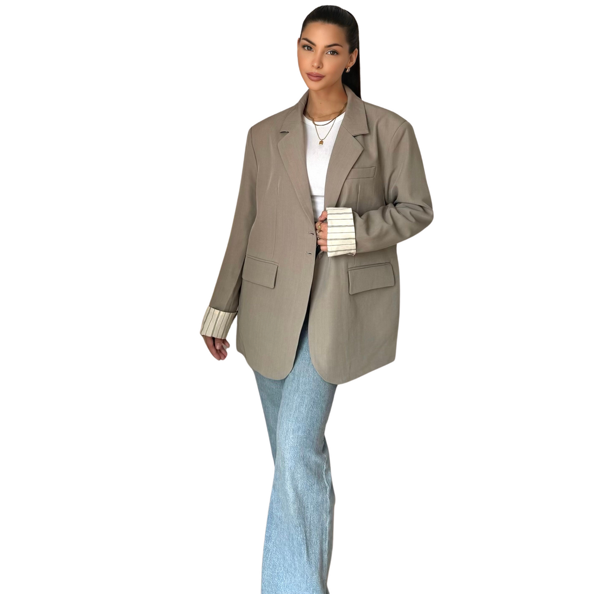 Overzised Blazer - Beige - MODESTNOVA
