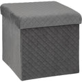 Opvouwbare poef van fluweel met opbergruimte, grijs, 31 x 31 cm