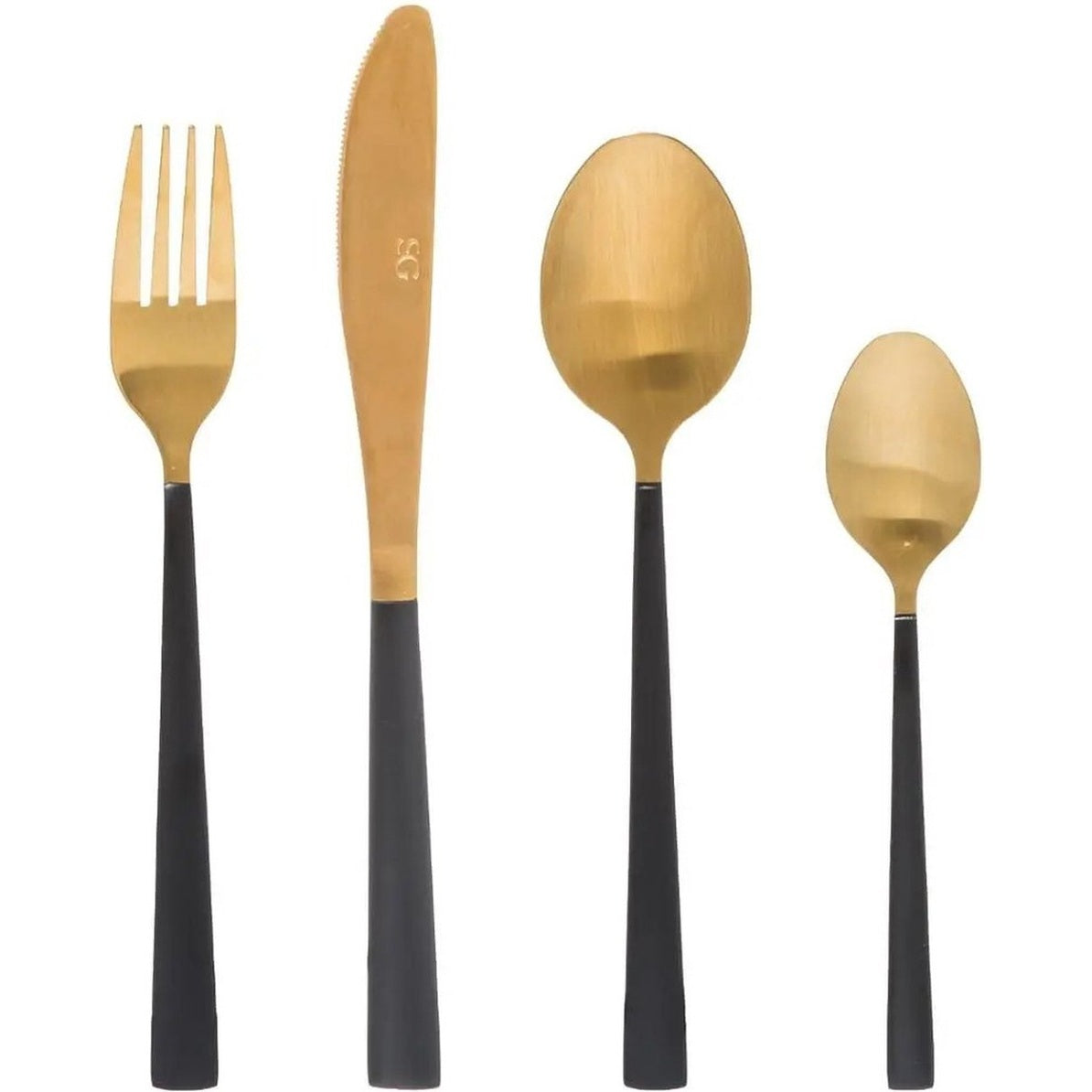 Bestekset 16-delig goud en zwart, 4 personen, rvs