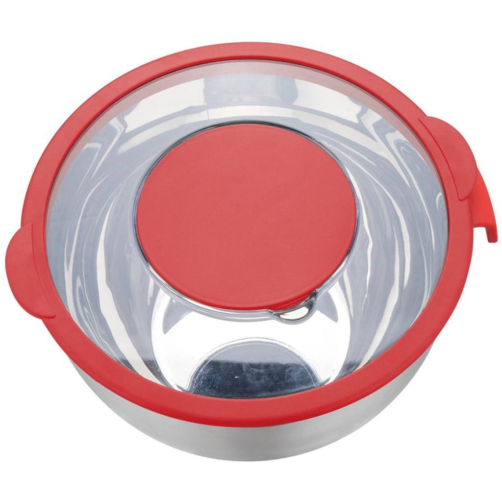 RVS mengkom met deksel, rood, 5 L, met 3 raspstanden (2)