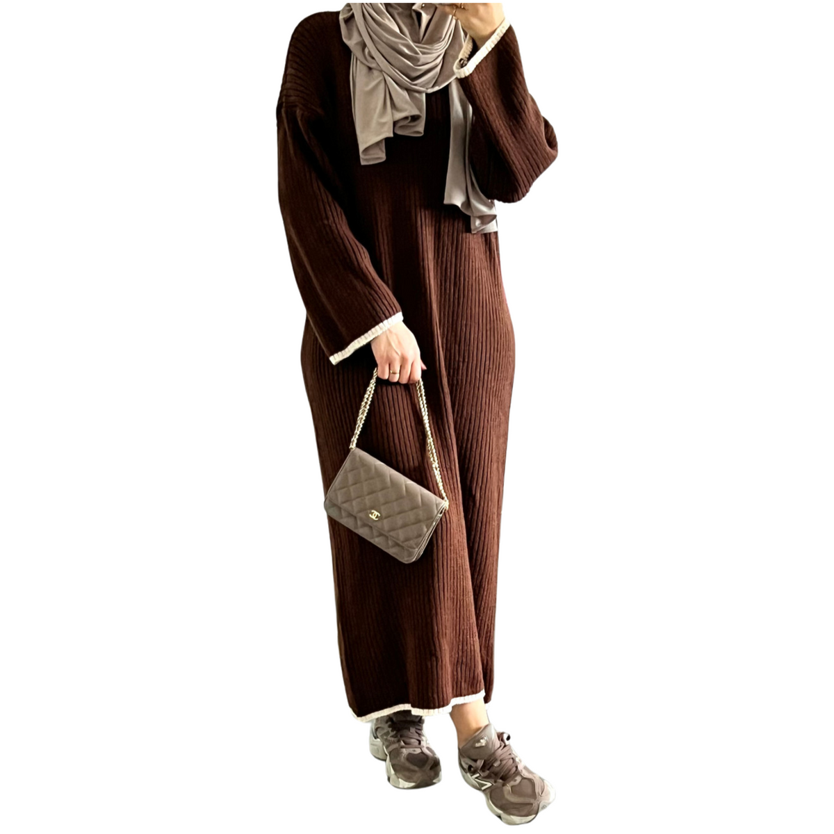 Ribbed trui-jurk met lange mouwen, one size