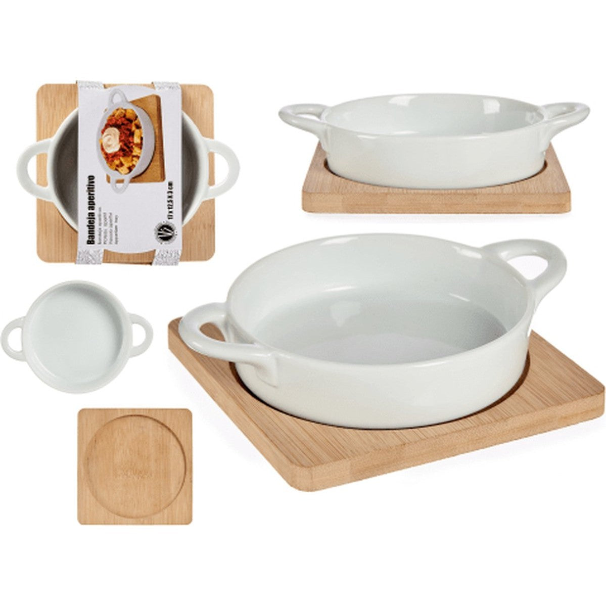 Rond dienblad met bamboe bodem, 12,5 cm