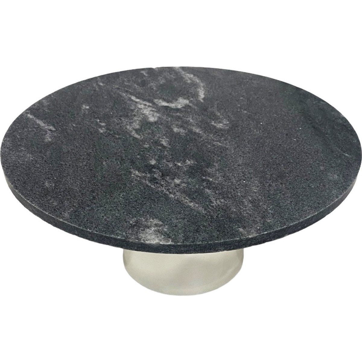 Ronde taartstandaard van marmer op voet, zwart, Ø 30 cm