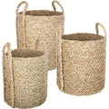 Atmosphera ronde hoge manden met rieten handvatten, set van 3