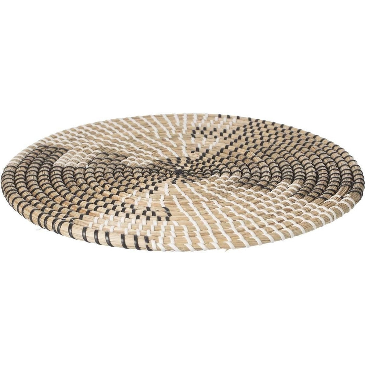 Ronde placemat zeegras zwart en wit, 35 cm