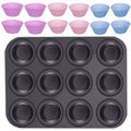 Ruhhy bakplaat met 12 siliconen muffinvormpjes