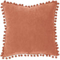 Sierkussen velvet met pompons, terracotta, 40 x 40 cm