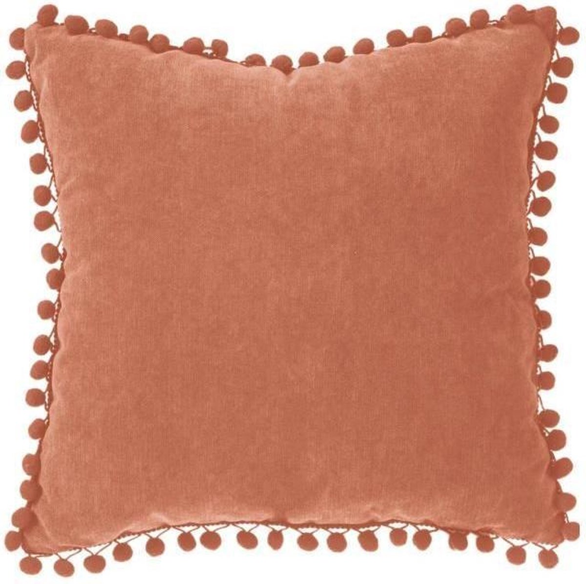 Sierkussen velvet met pompons, terracotta, 40 x 40 cm