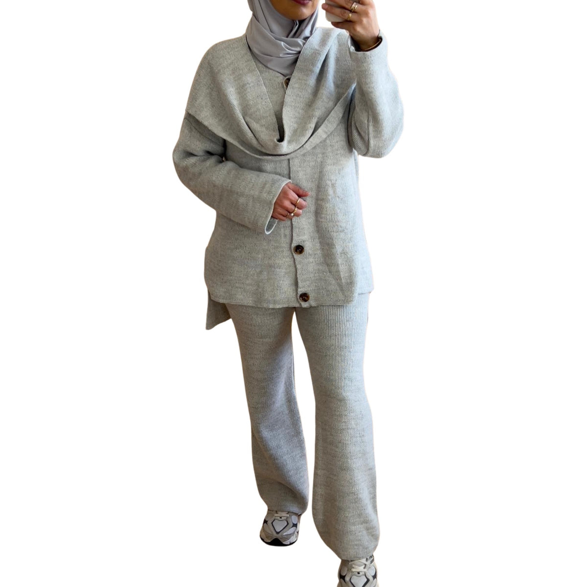 Sisi twinset vest en broek, lichtgrijs