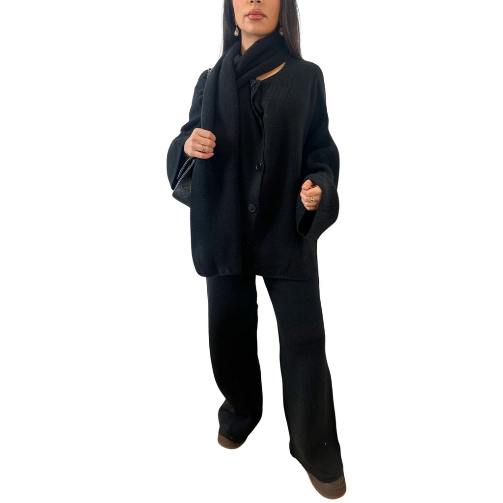 Sisi twinset vest en broek, zwart