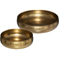 Schalen set van 2, goudkleurig gehamerd metaal, 30,5 en 20 cm