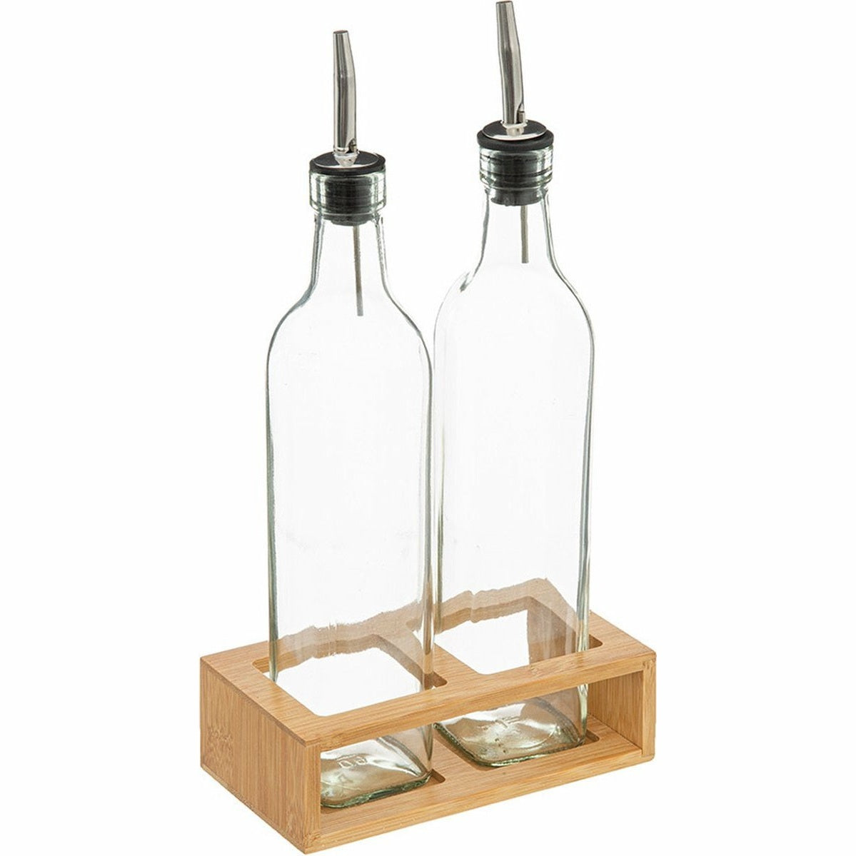 Secret de Gourmet olie- en azijnflessen met bamboe houder, 0,48 L