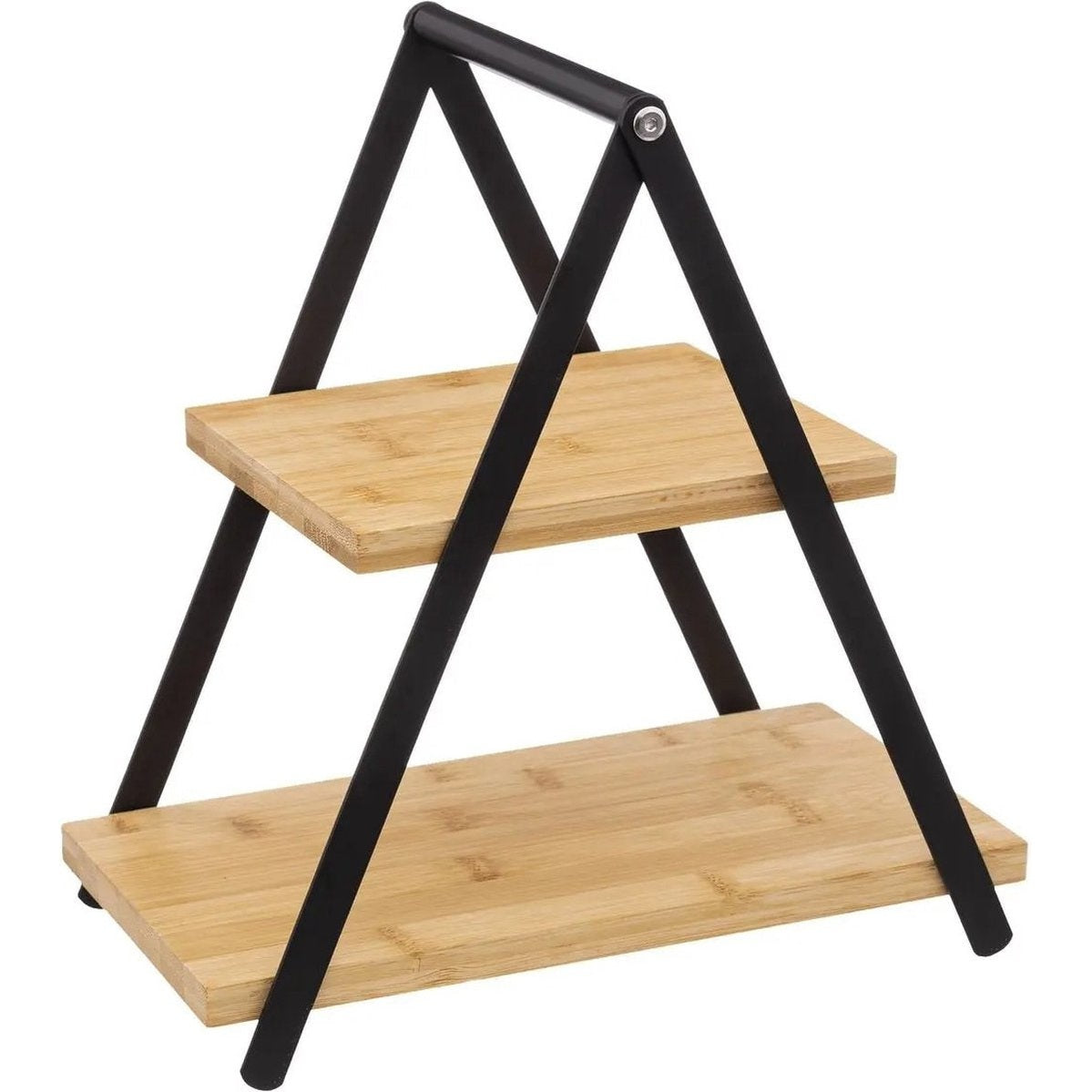 Secret de Gourmet etagère met 2 lagen, bamboe, zwart en beige