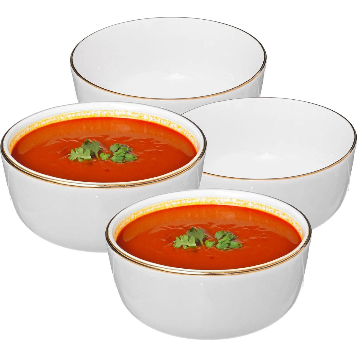 Secret de Gourmet soepkommen Corona, wit/goud, Ø 15 cm, set van 8