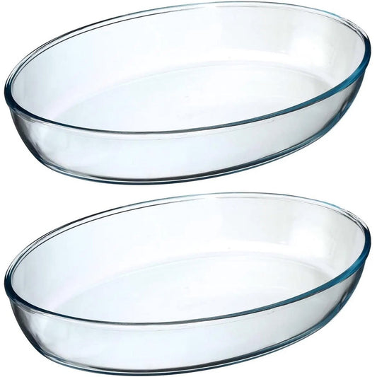 Secret de Gourmet ovenschaal ovaal - Glas - 35 x 25 cm - Set 2x