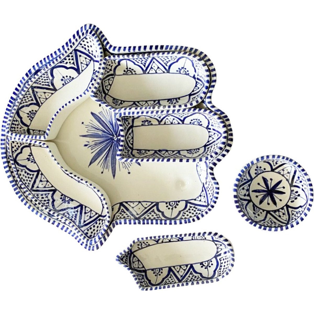 Khamsa Fatima serveerschaal zwart en blauw
