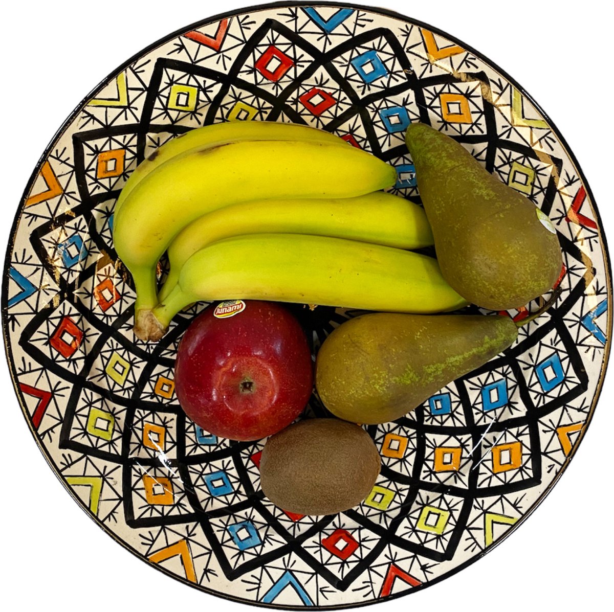 Marokkaanse aardewerk schaal blauw en wit, Ø 35 cm