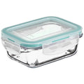 Glazen lunchboxen met lichtblauw randje, 800 ml, set van 2