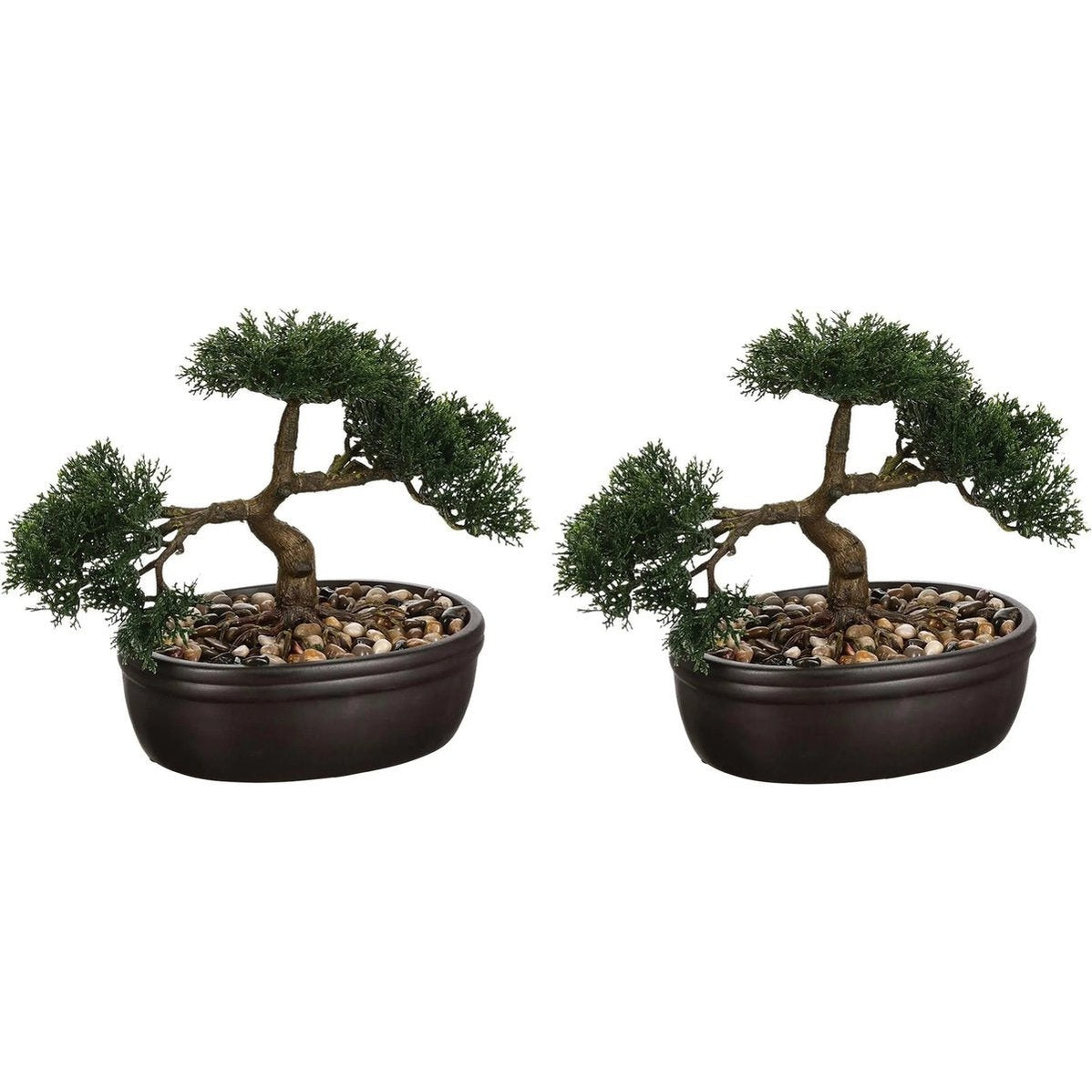 Atmosphera bonsai in keramische pot, kunstplant, 23 cm, set van 2