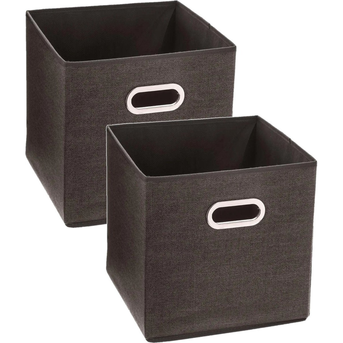 Opbergmanden van bruin linnen, set van 2, 29 L, 31 x 31 x 31 cm