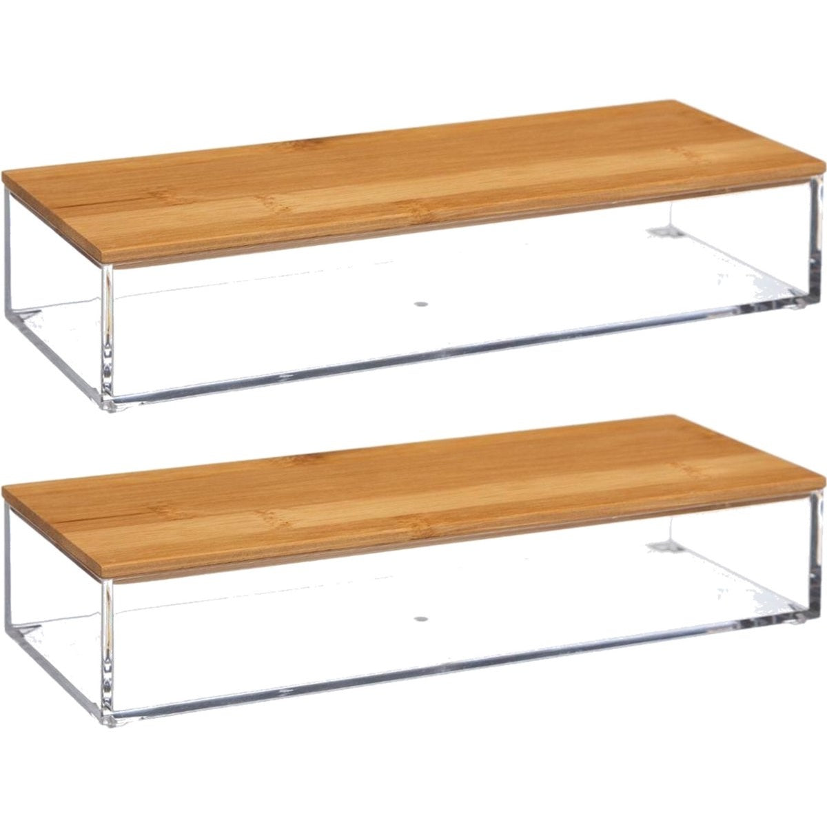 Sieraden- en make-upboxen van kunststof, 25,5 x 5 cm, set van 2