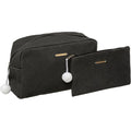 Toilettassen zwart met pompom, set van 2