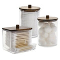 Wattenhouders met houten deksel, donkerbruin, set van 3