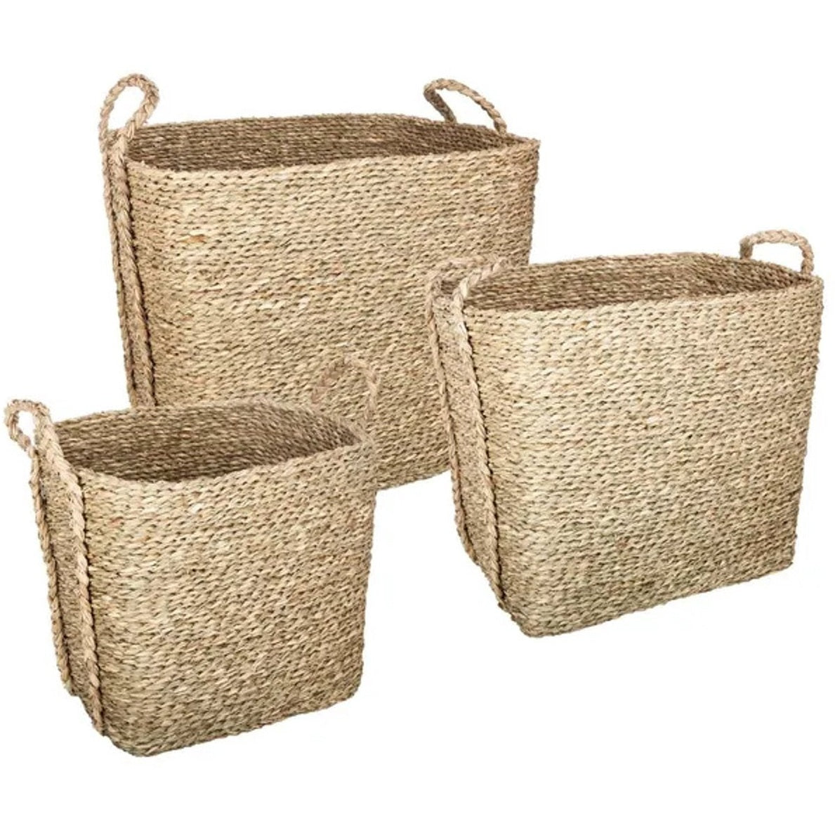 Rieten opbergmanden, set van 3