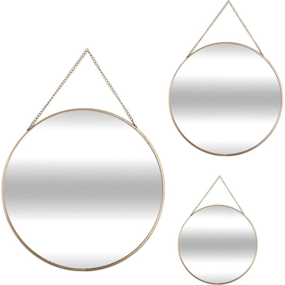 Atmosphera set van 3 ronde spiegels, goud, metaal