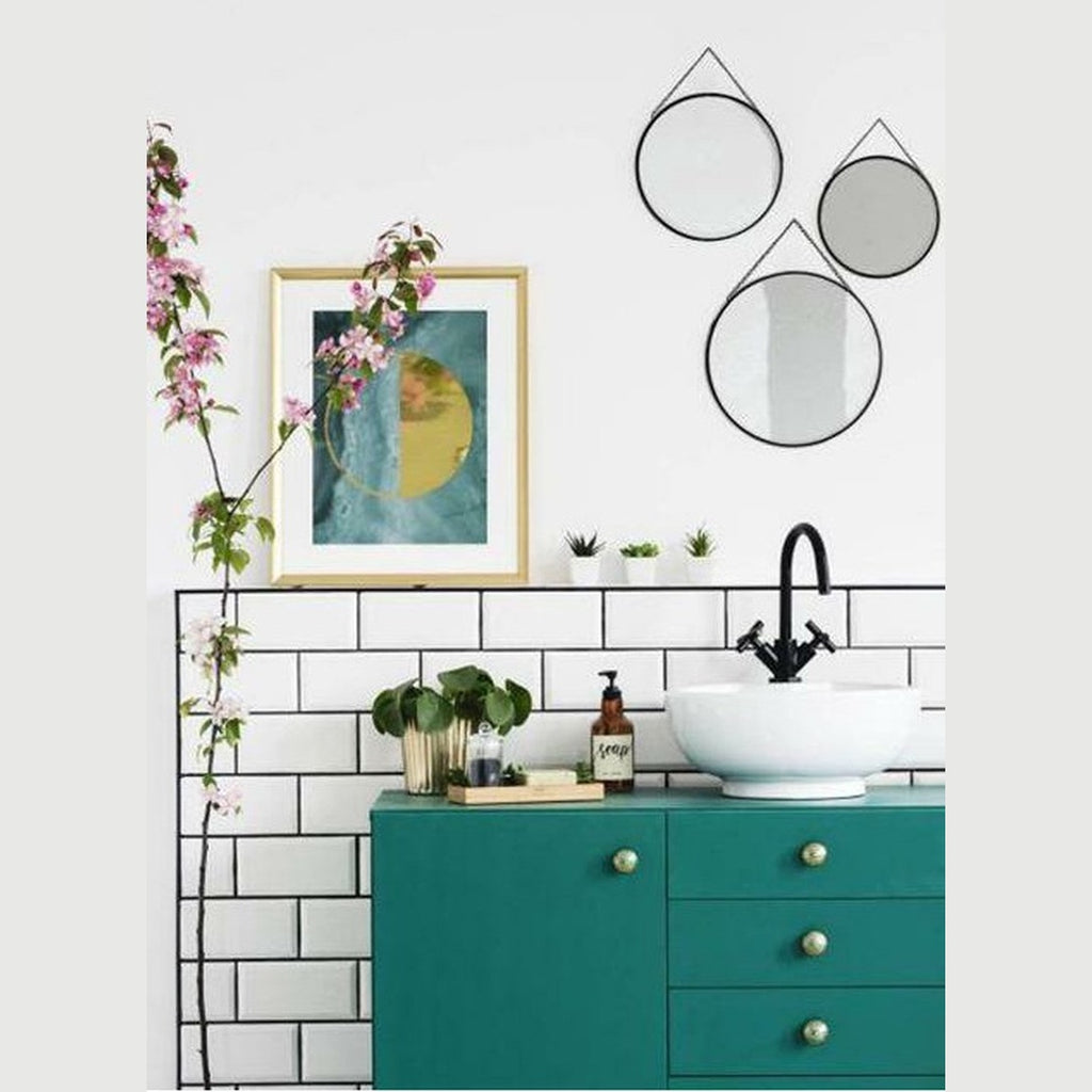 Atmosphera set van 3 ronde wandspiegels met metalen rand, 20, 25 en 30 cm (3)