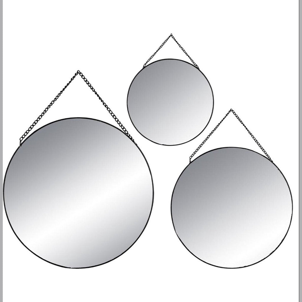 Atmosphera set van 3 ronde wandspiegels met metalen rand, 20, 25 en 30 cm (5)