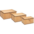 Bamboe opbergdozen met deksel, bruin, set van 3