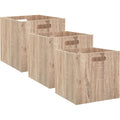 Opbergmanden hout bruin/naturel, set van 3, 31 x 31 x 31 cm, 29 L