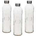 Waterflessen van gehard ribbelglas, set van 3, 1 L