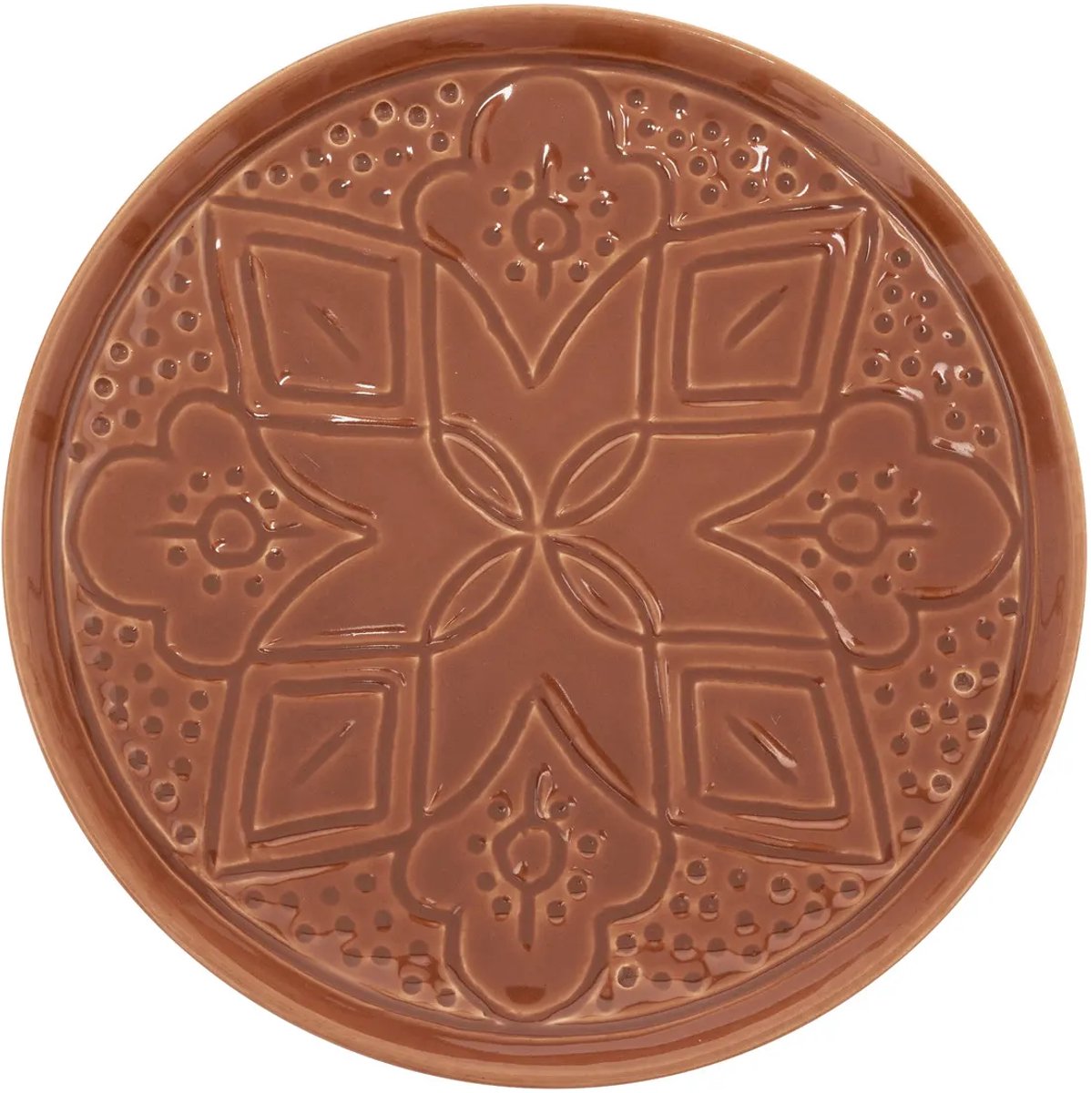 Dessertborden terracotta met bloemenopdruk, set van 4, 20 cm