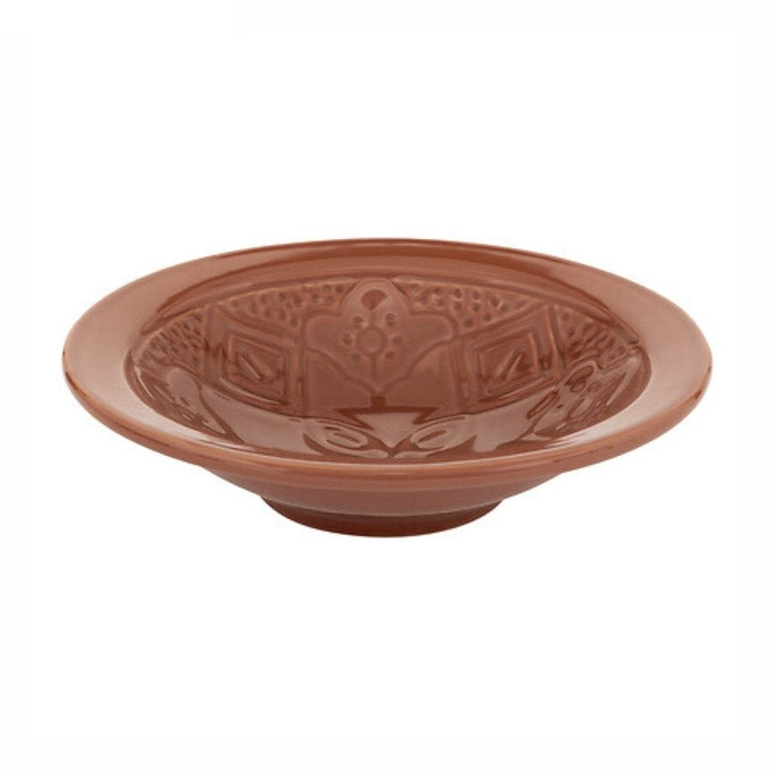 Diepe borden terracotta met bloemenopdruk, set van 4, 23 cm (2)