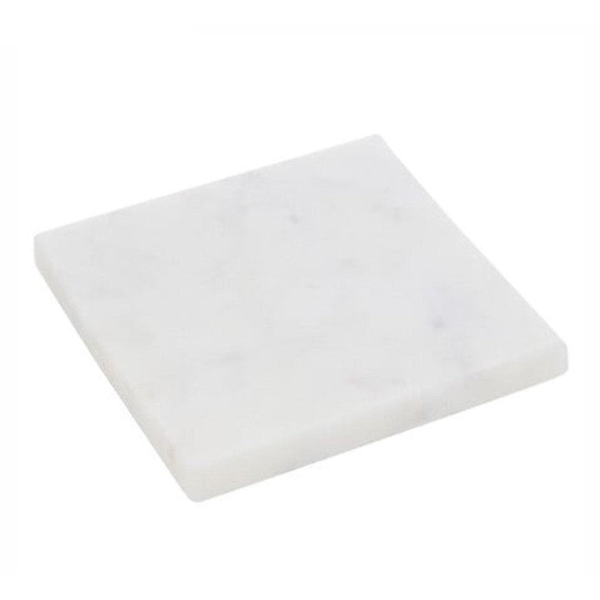 Marmeren onderzetters met zwarte houder, set van 4, 10 cm, wit (2)