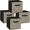 Opbergmanden zwart/crème, set van 4, 31 x 31 x 31 cm