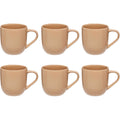 Beige stoneware mokken met oor, set van 6 (24 cl)