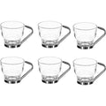 Mokken van glas en metaal, 11 cl, set van 6