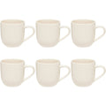Witte stoneware mokken met oor, set van 6 (24 cl)