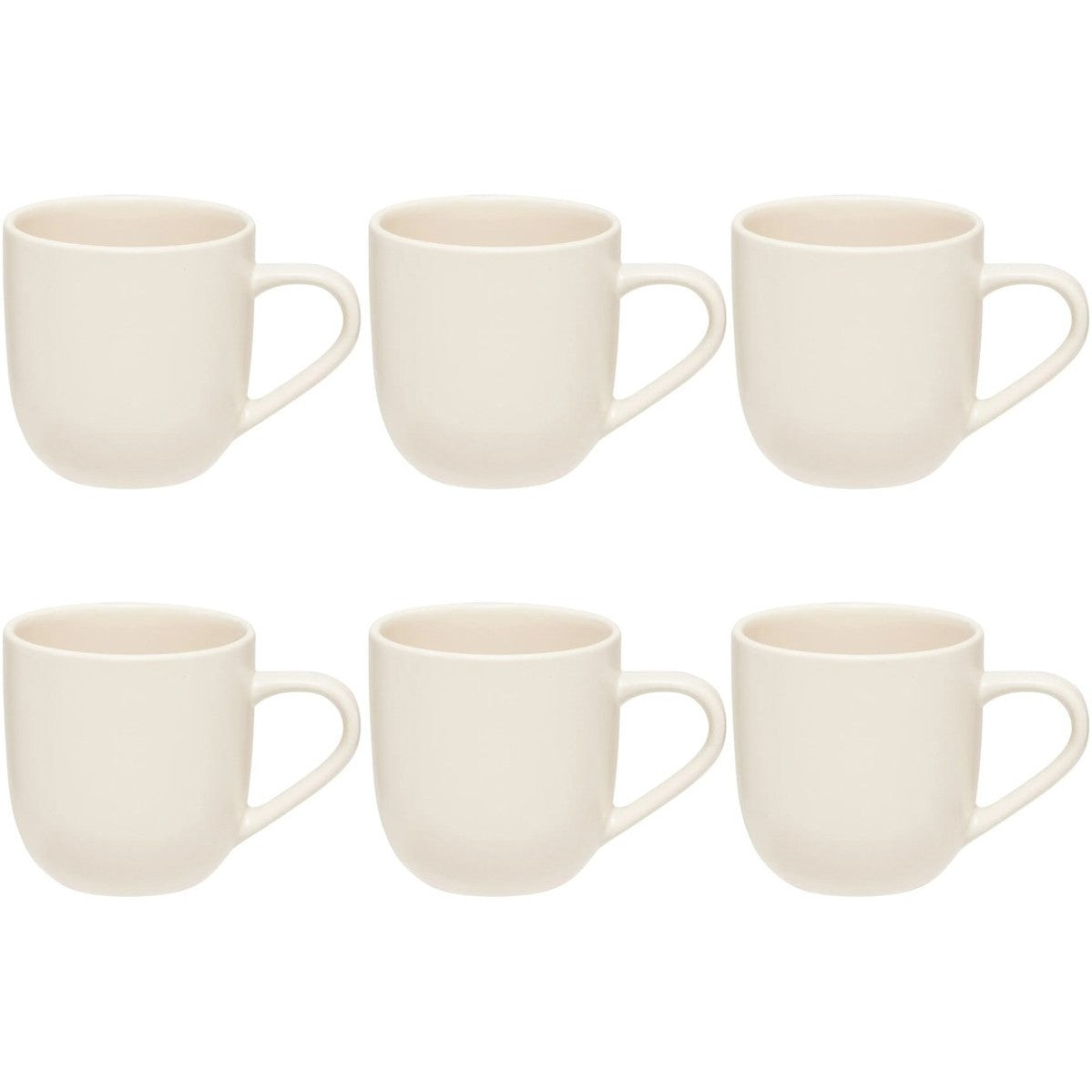 Witte stoneware mokken met oor, set van 6 (24 cl)