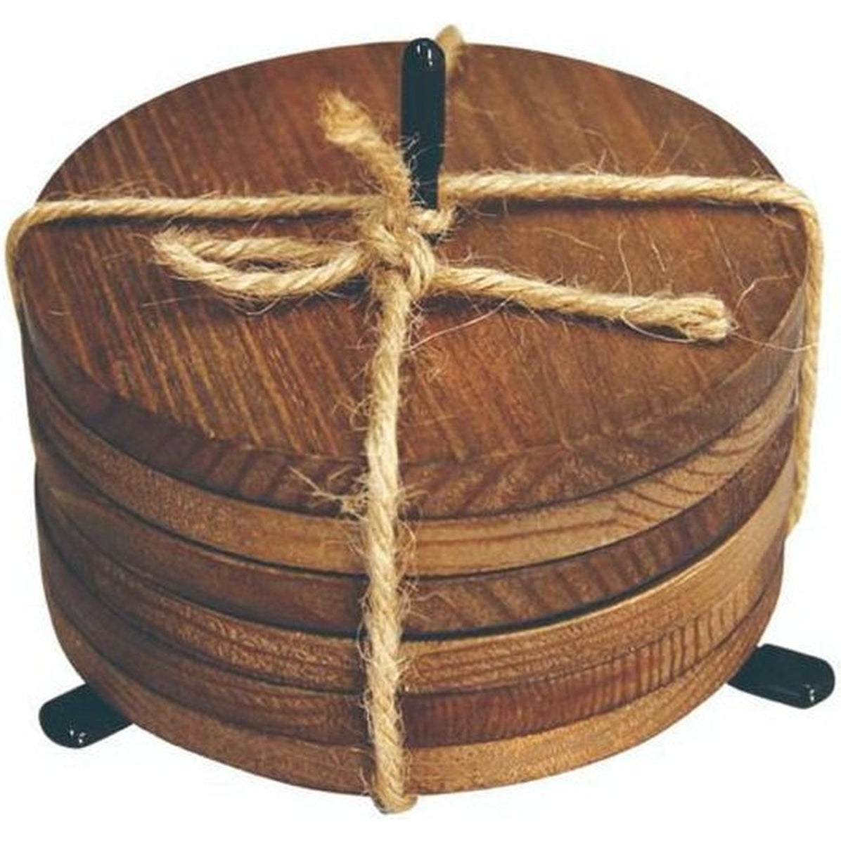 Houten onderzetters Ø 10 cm, set van 6