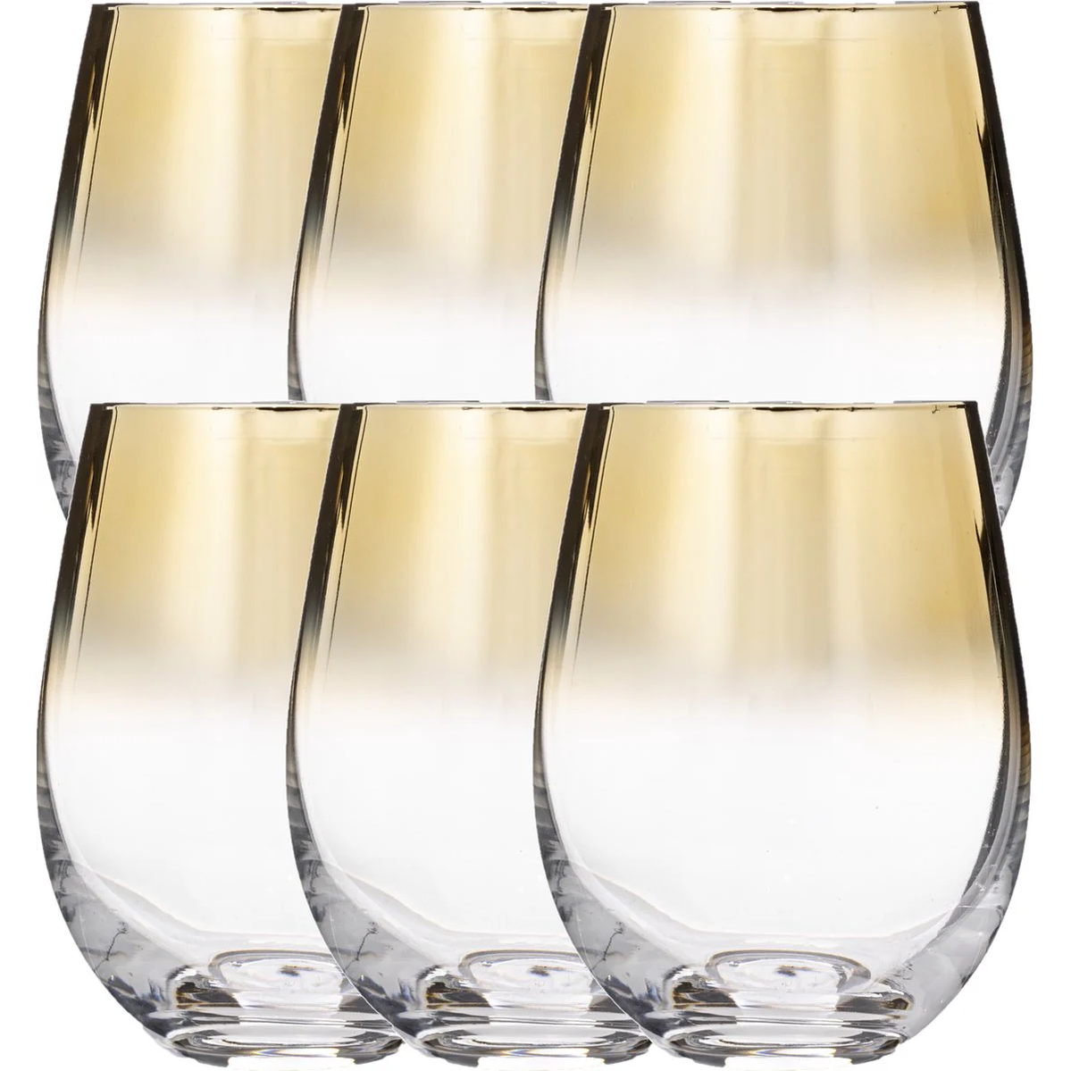 Tumblerglazen Arya met gouden rand, set van 6 (540 ml)