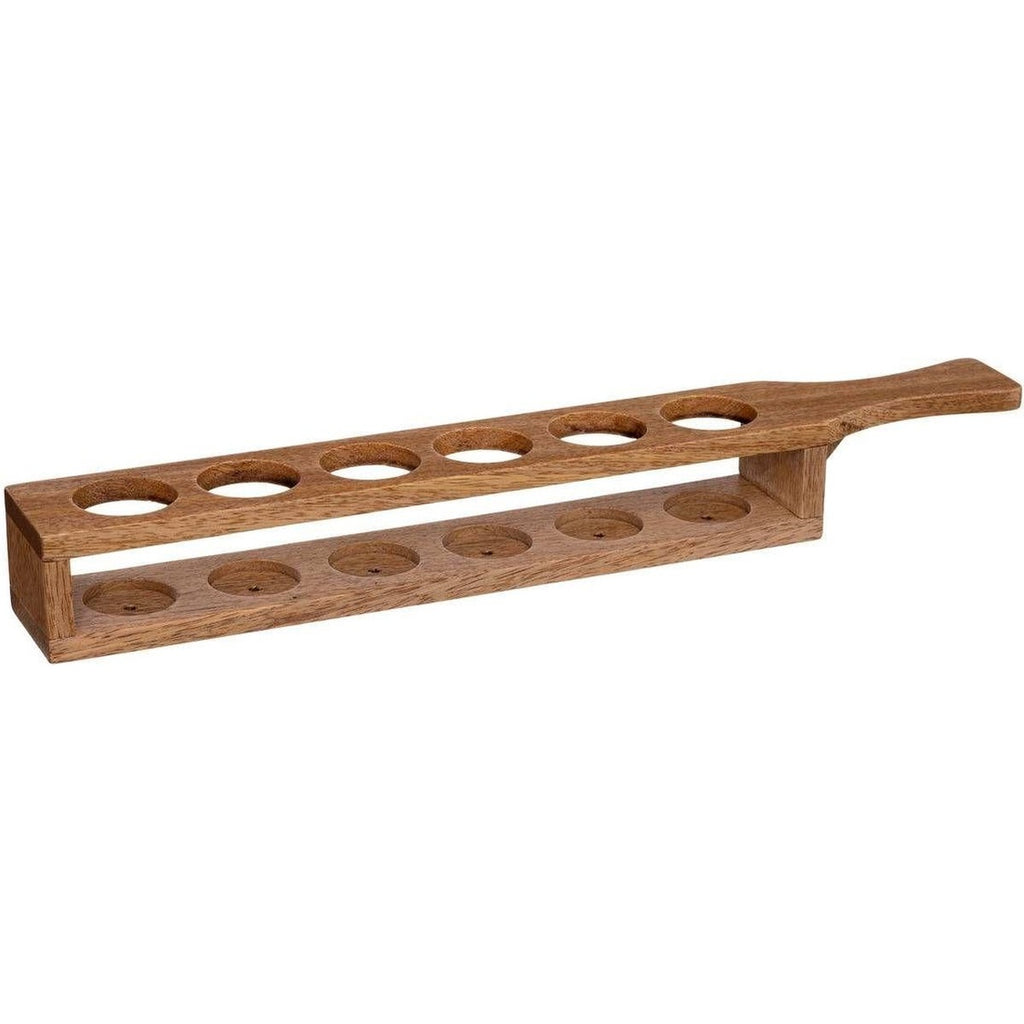 Shotplateau van hout en glas met 6 shotglaasjes (2)