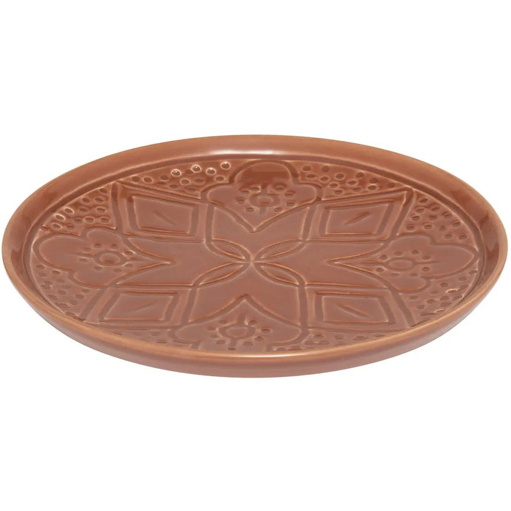 Sienna dessertbord terracotta met bloemenopdruk, 20 cm (2)