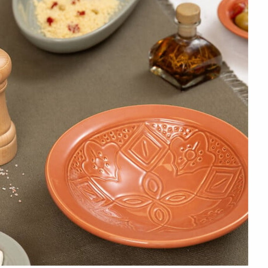 Sienna diepbord terracotta met bloemenopdruk, 23 cm (3)